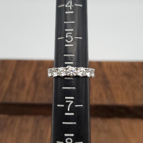 Size 6 925 Sterling Silver 4.5 Carats Of Moissanite Diamonds Ring - Picture 7 of 9